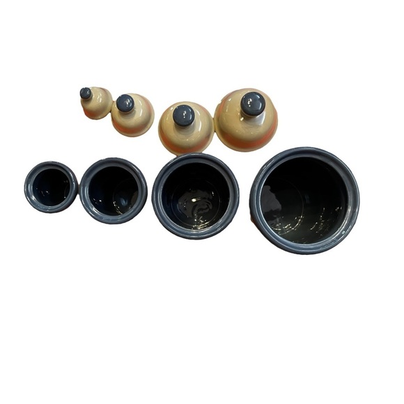 Vintage 1983 Jacaman 4pc Canister Set Blue Rooster Grey Stoneware Flawless EUC - Picture 7 of 11